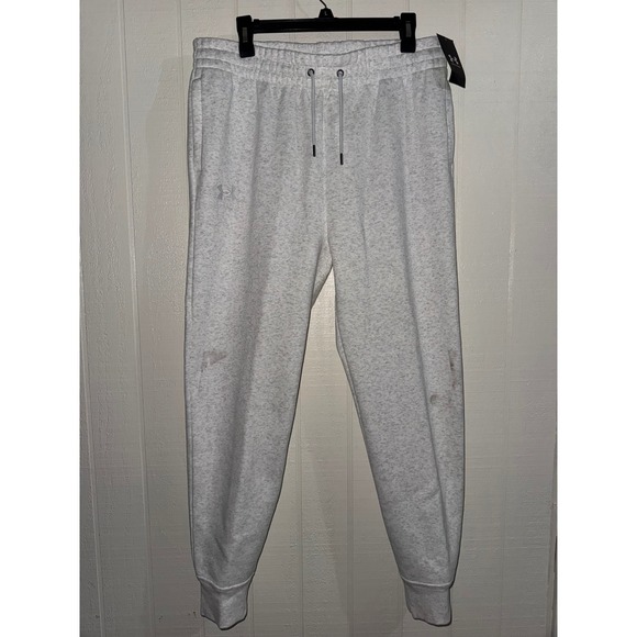 Under Armour Pants - Under Armour Womens Rival Fleece Joggers Light Gray Heather Loose Fit NWT